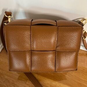 Woven Leather Crossbody Bag in Brown